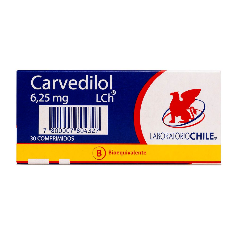 Carvedilol 6.25 mg - 30 Comprimidos