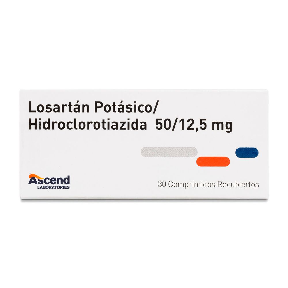 Losartán 50 mg + Hidroclorotiazida 12.5 mg - 30 Comprimidos Recubiertos