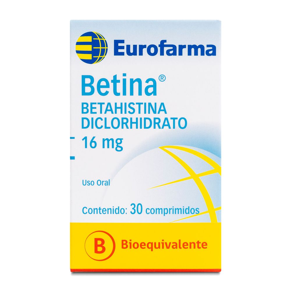 Betina - Betahistina 16 mg - 30 Comprimidos