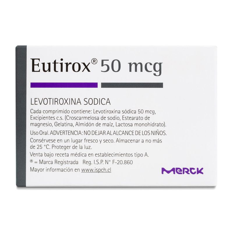 Eutirox 50 - Levotiroxina 50 Mcg - 50 Comprimidos - Farmacias del Dr. Simi