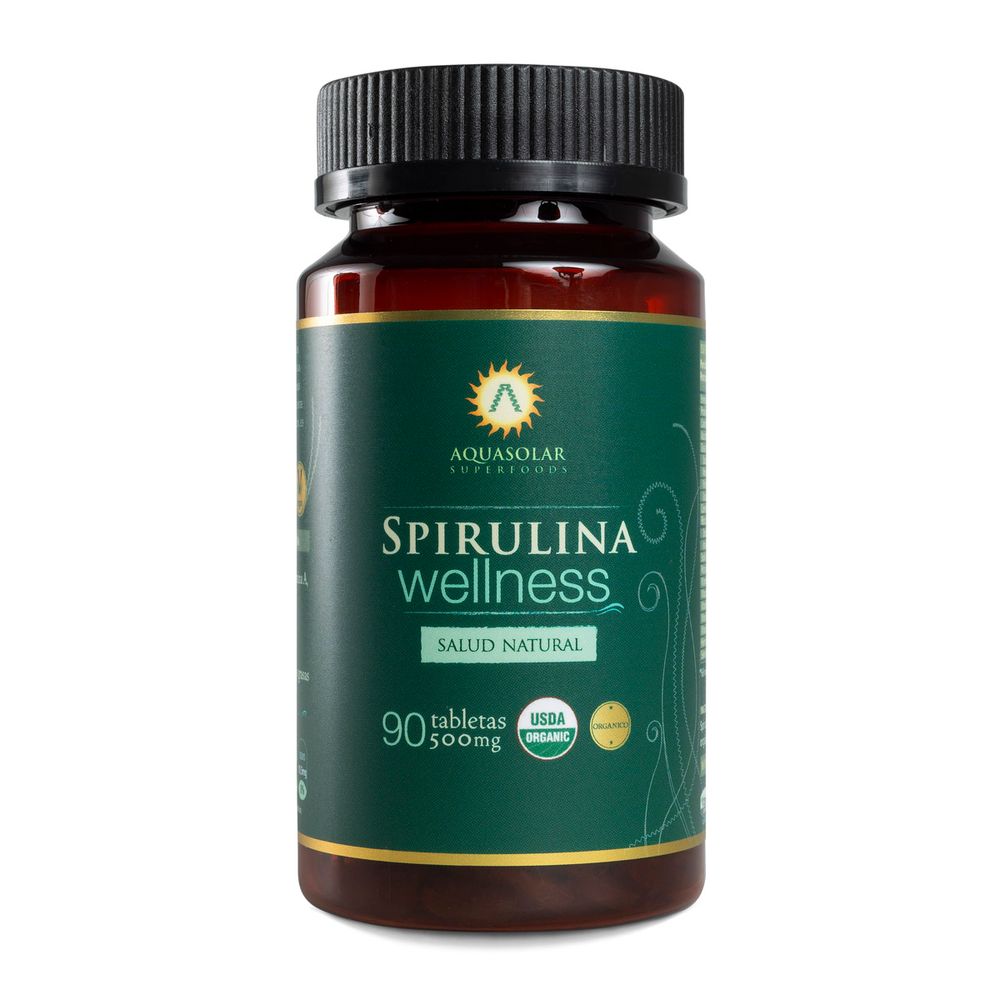 Spirulina Wellness - Spirulina 500 mg - 90 Tabletas 100% Orgánica