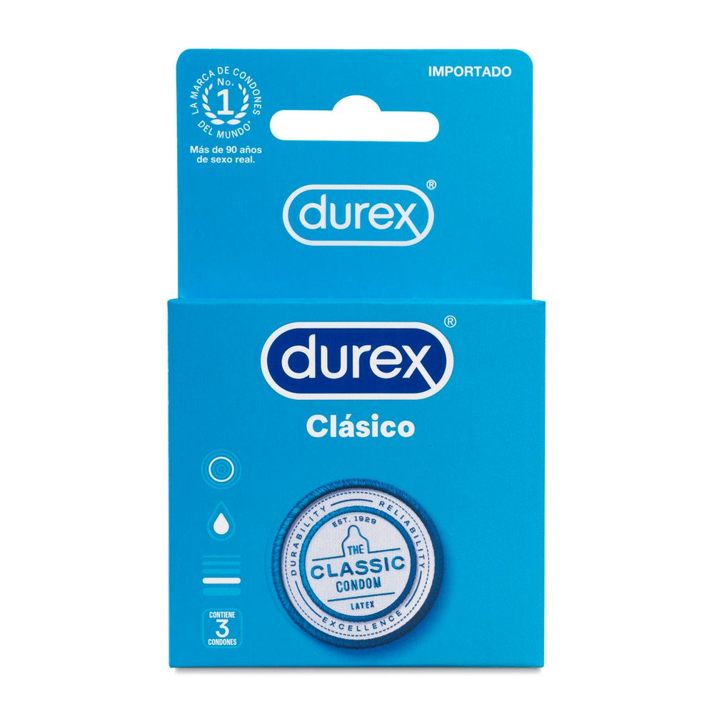 Durex Clásico - Condón Lubricado Clásico 3 Piezas