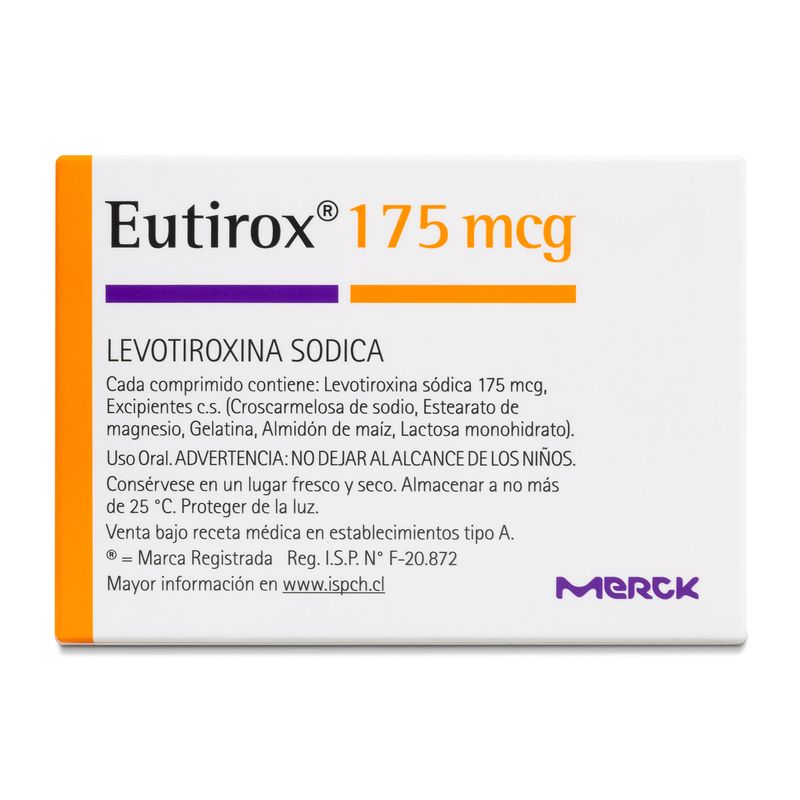 Eutirox 175 Levotiroxina Sódica 175 Mcg 50 Comprimidos Farmacias