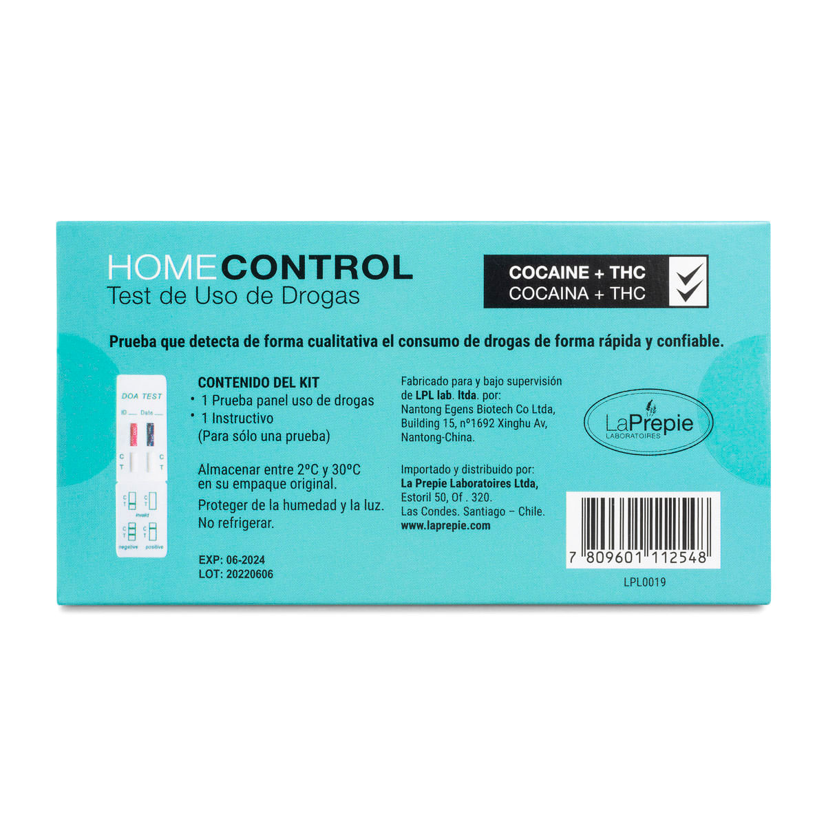 Home Control Drug Test - Test De Drogas (Cocaina Thc) 1 Pieza
