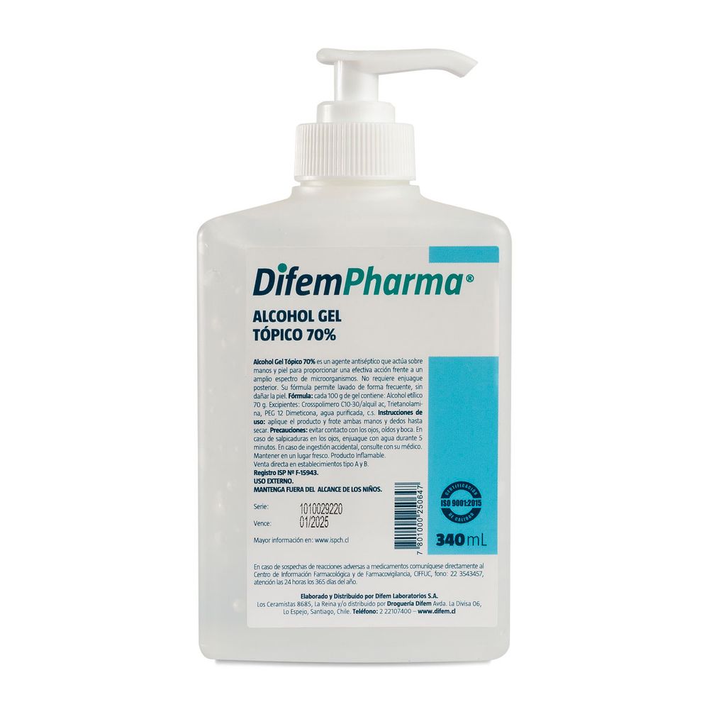 Alcohol Gel 70% - 340 ml