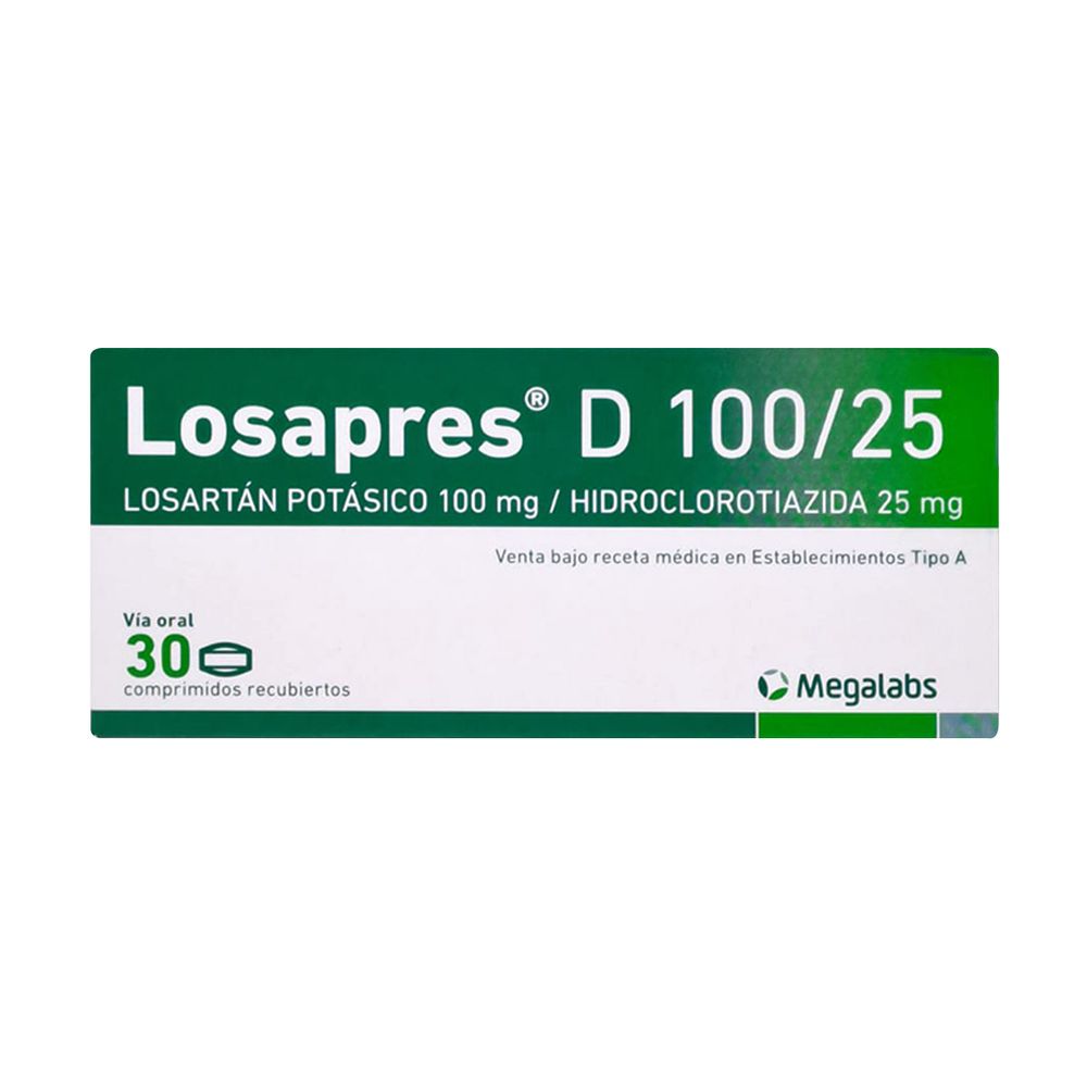 Losartán Potásico 100 mg / Hidroclorotiazida 25 mg - 30 Comprimidos Recubiertos