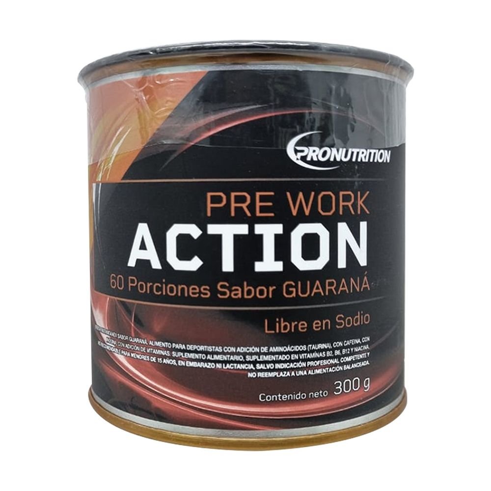 Pronutrition - Pre Work Action Guarana - Polvo Sabor Guaraná Lata 300 gr