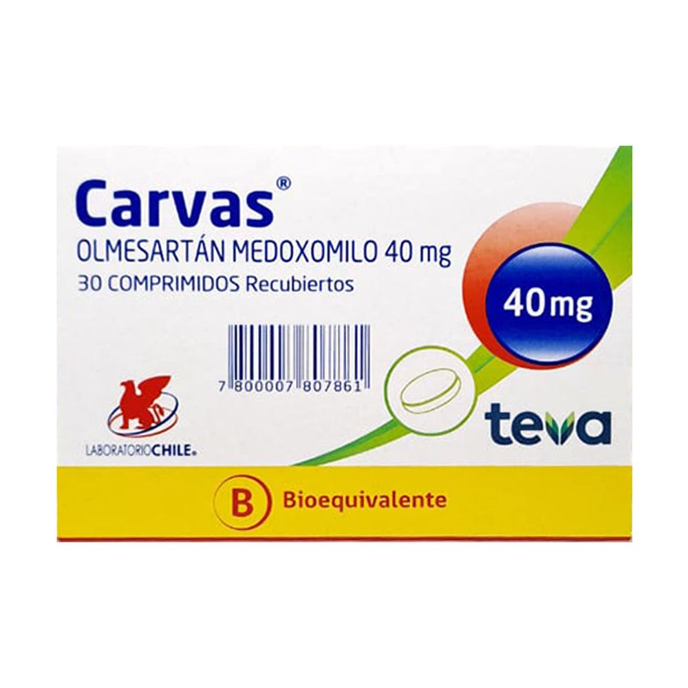 Carvas - Olmesartán Medoxomilo 40 mg - 30 Comprimidos Recubiertos