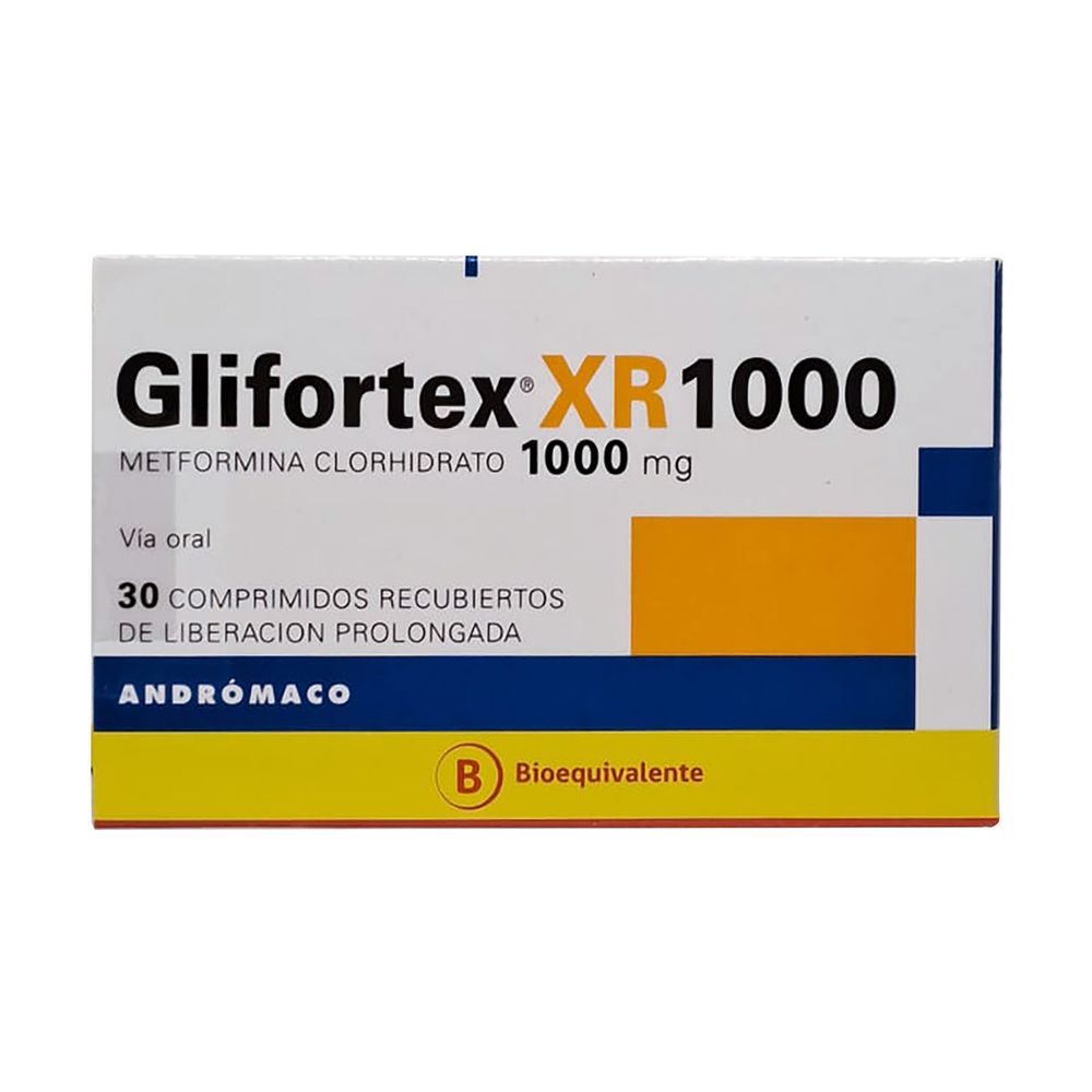 Glifortex XR 1000 mg - Metformina 30 comprimidos recubiertos liberación prologada