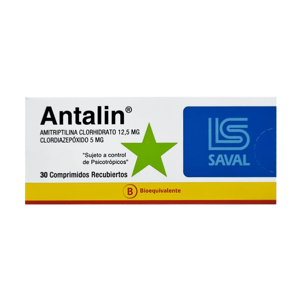 Antalin - Amitriptilina 12,5mg/ Clordiazepóxido 5mg 30 Comprimidos Rec