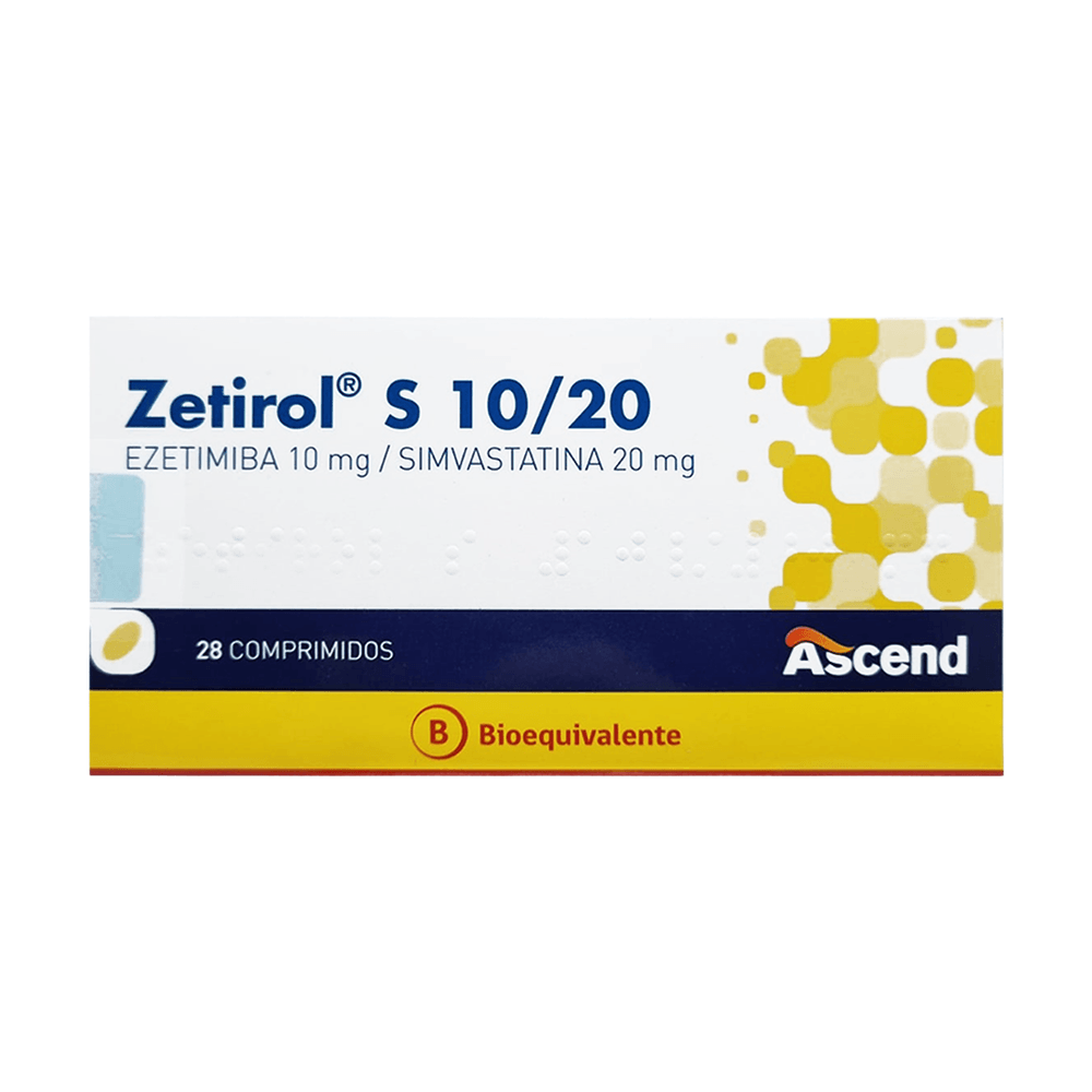 Zetirol S 10/20 - Ezetimiba / Simvastatina 10 / 20 mg - 28 Comprimidos