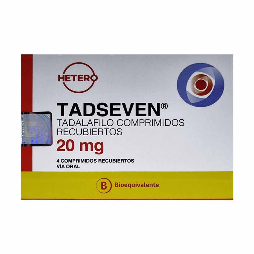 Tadseven - Tadalafilo 20 mg 4 comprimidos recubiertos