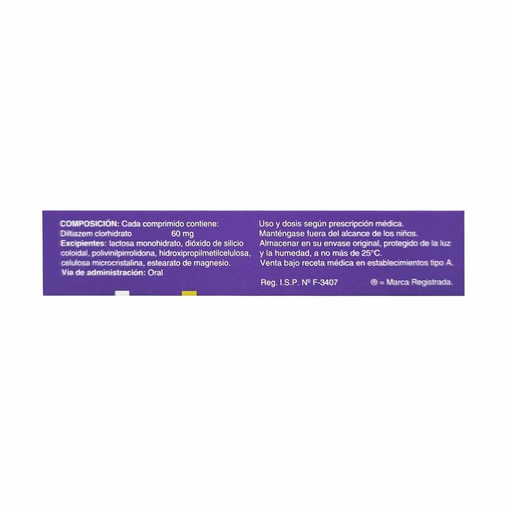 Tildiem - Diltiazem 60 mg 20 Comprimidos