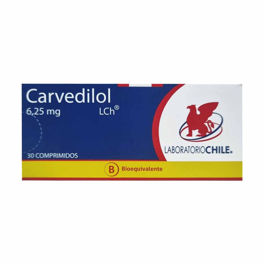 Carvedilol 6.25 mg 30 Comprimidos