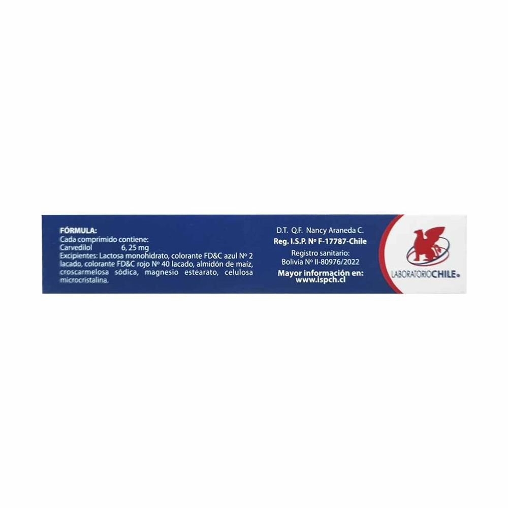 Carvedilol 6.25 mg 30 Comprimidos