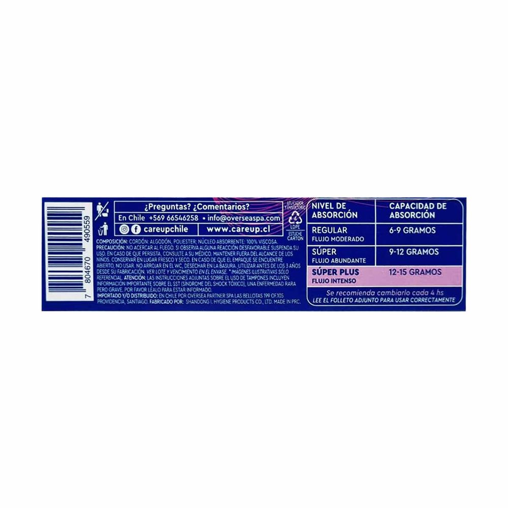 Tampones con aplicador super plus f intenso 8 unidades - Care Up