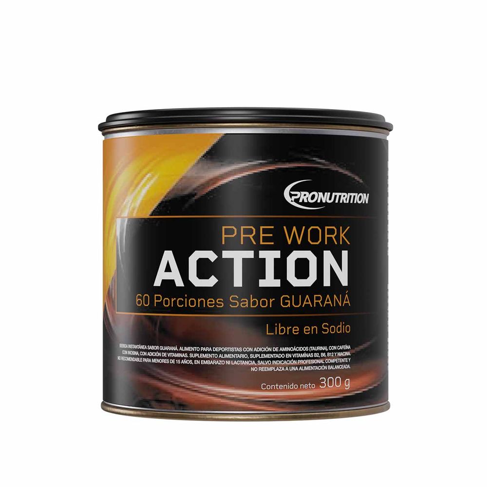 Pronutrition - Pre Work Action Guarana - Polvo Sabor Guaraná Lata 300 gr