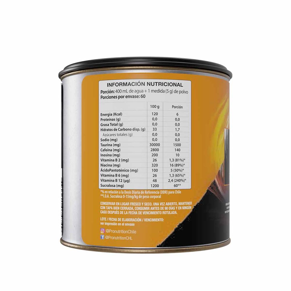 Pronutrition - Pre Work Action Guarana - Polvo Sabor Guaraná Lata 300 gr