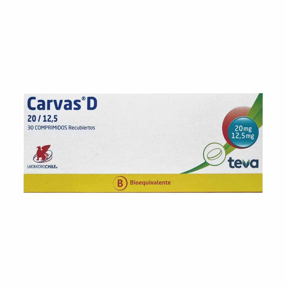 Carvas D - Olmesartán 20 mg / Hidroclorotiazida 12.5 mg 30 Comprimidos
