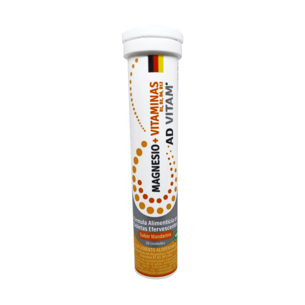 Magnesio - Complejo B sabor mandarina - 20 tabletas efervescentes