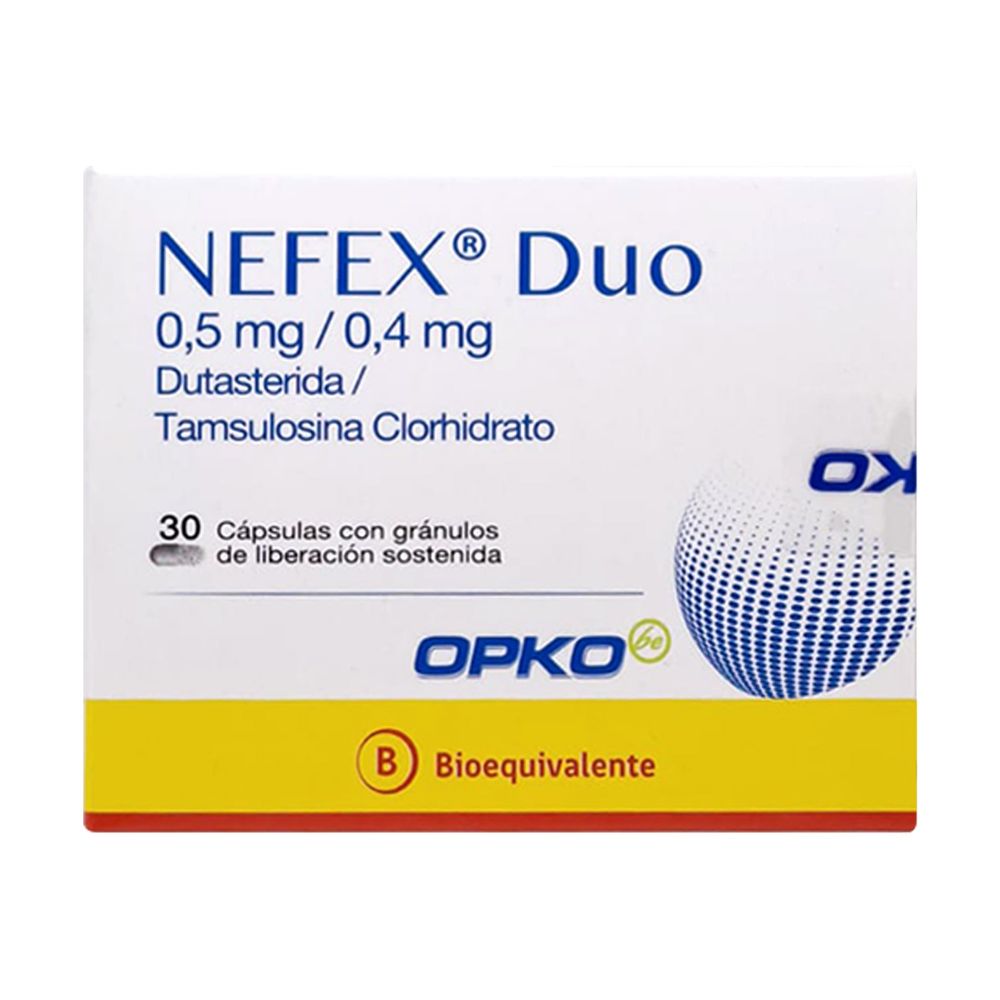 NEFEX Duo - Dutasterida 0.5 mg / Tamsulosina 0.4 mg 30 Cáp blanda y gránulos