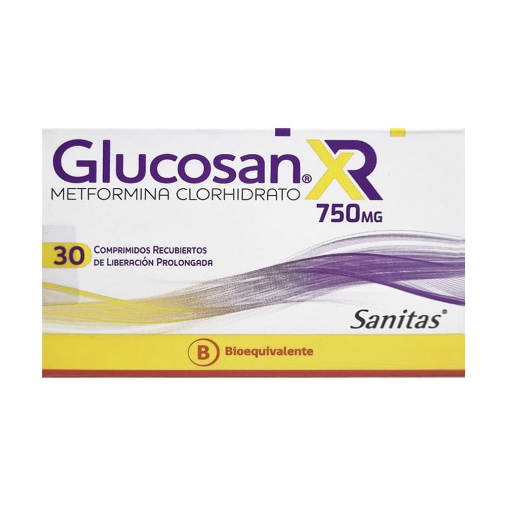 Glucosan XR 750 mg - Metformina Clorhidrato 30 Comprimidos Recubiertos LP