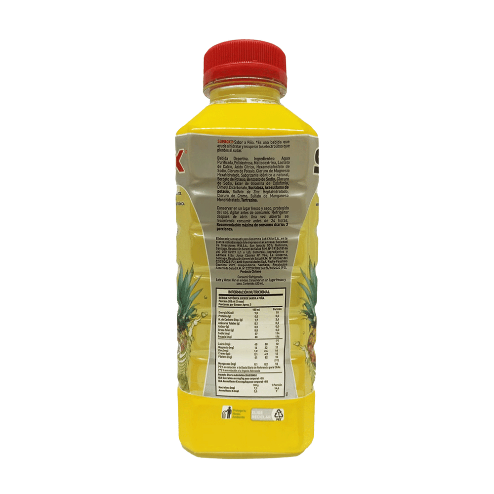 Suerox - Electrolitos orales 8 iones sin azúcar sabor piña 630 ML