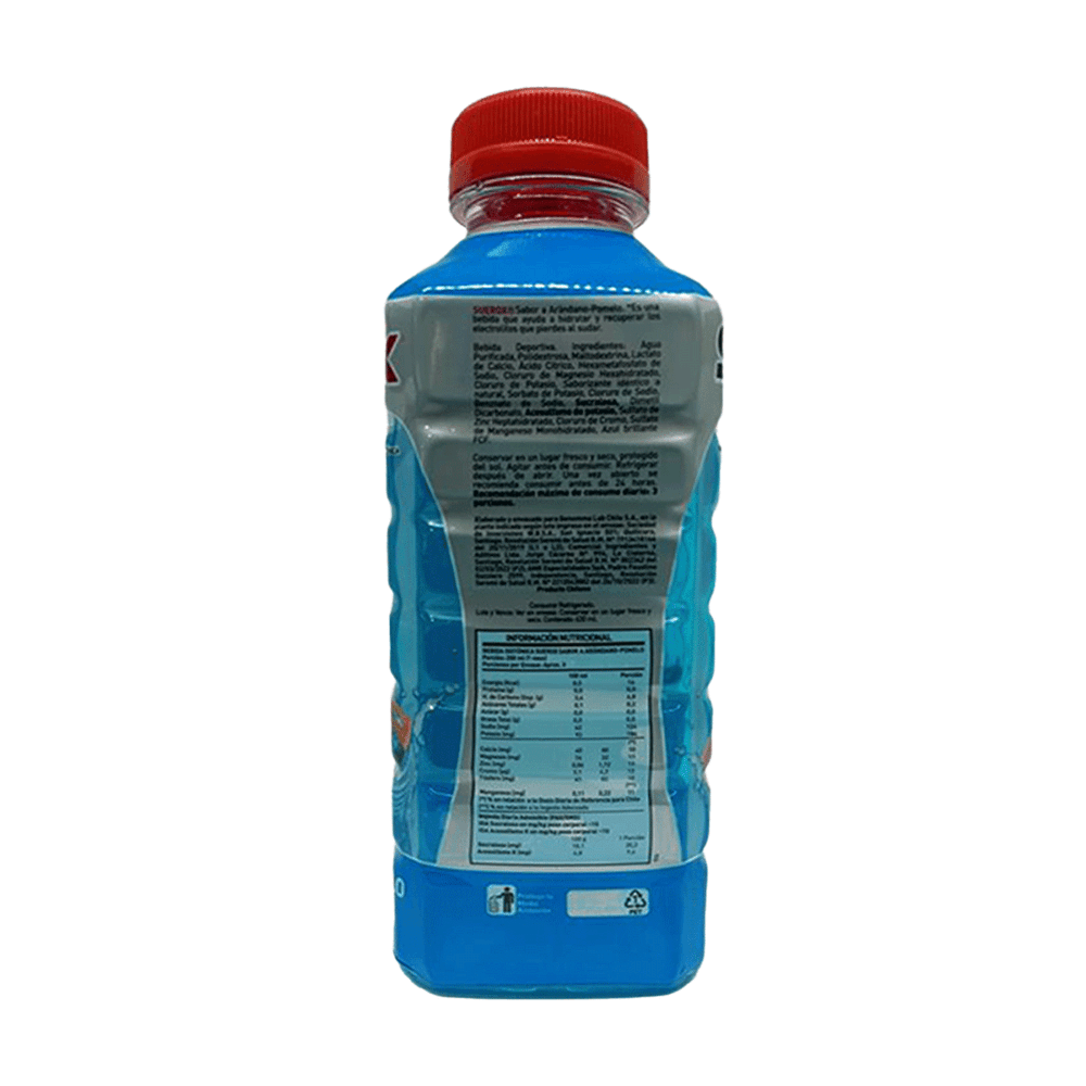 Suerox - Electrolitos orales 8 iones sin azúcar sabor arándano pomelo 630 ML