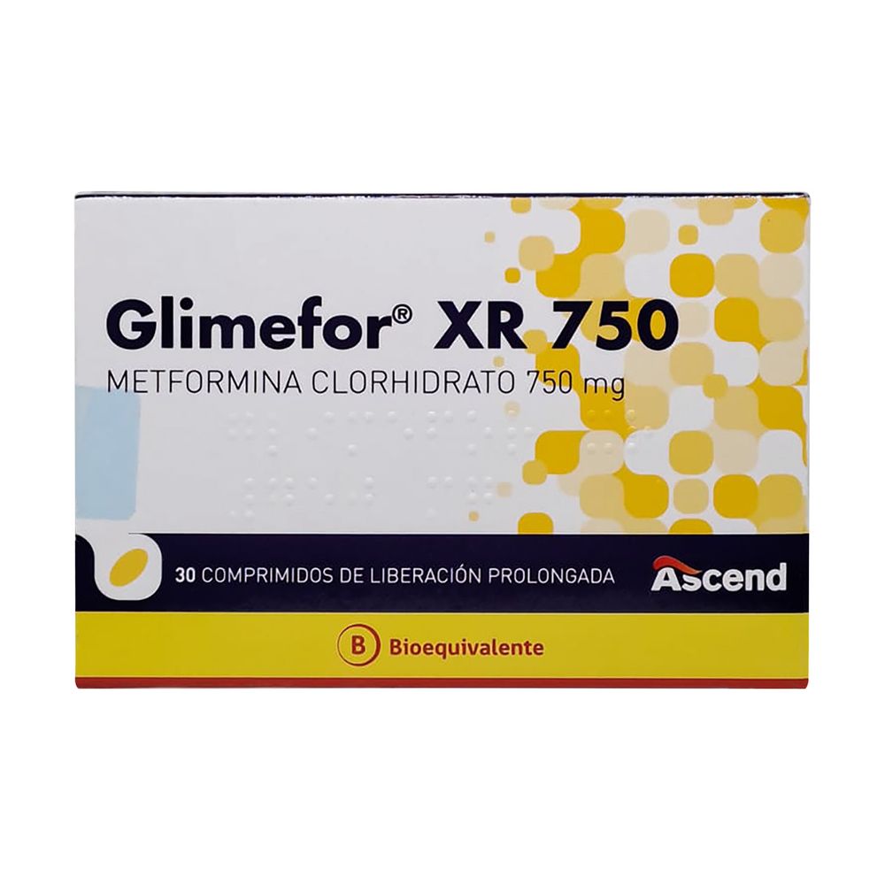 Glimefor XR 750 - Metformina Clorhidrato 30 Comprimidos Recubiertos LP
