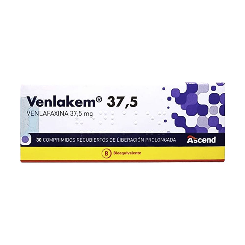 Venlakem 37.5 - Venlafaxina 37.5 mg - 30 Comp Rec Lp