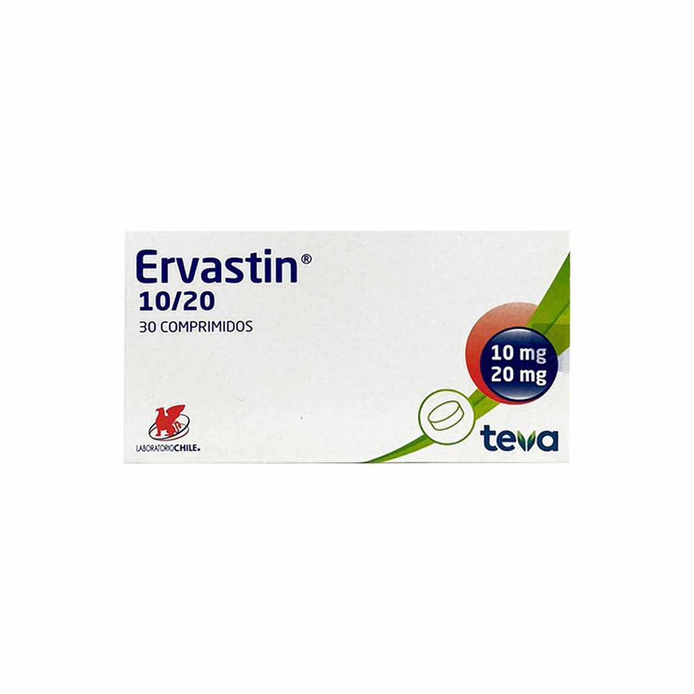 Ervastin 10/20 - Rosuvastatina 20mg / Ezetimiba 10mg 30 Comp