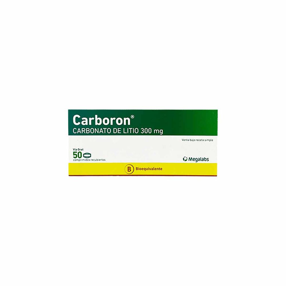 Carboron - Carbonato De Litio 300 mg 50 Comprimidos Rec